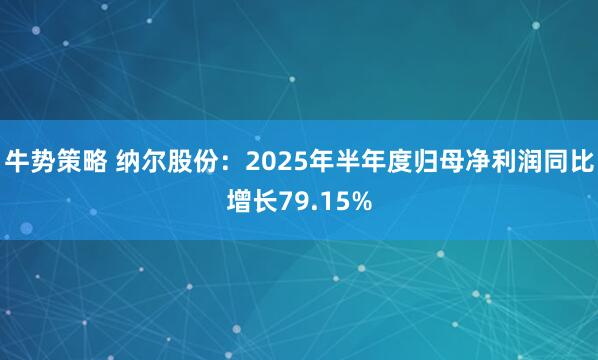牛势策略 纳尔股份：2025年半年度归母净利润同比增长79.15%